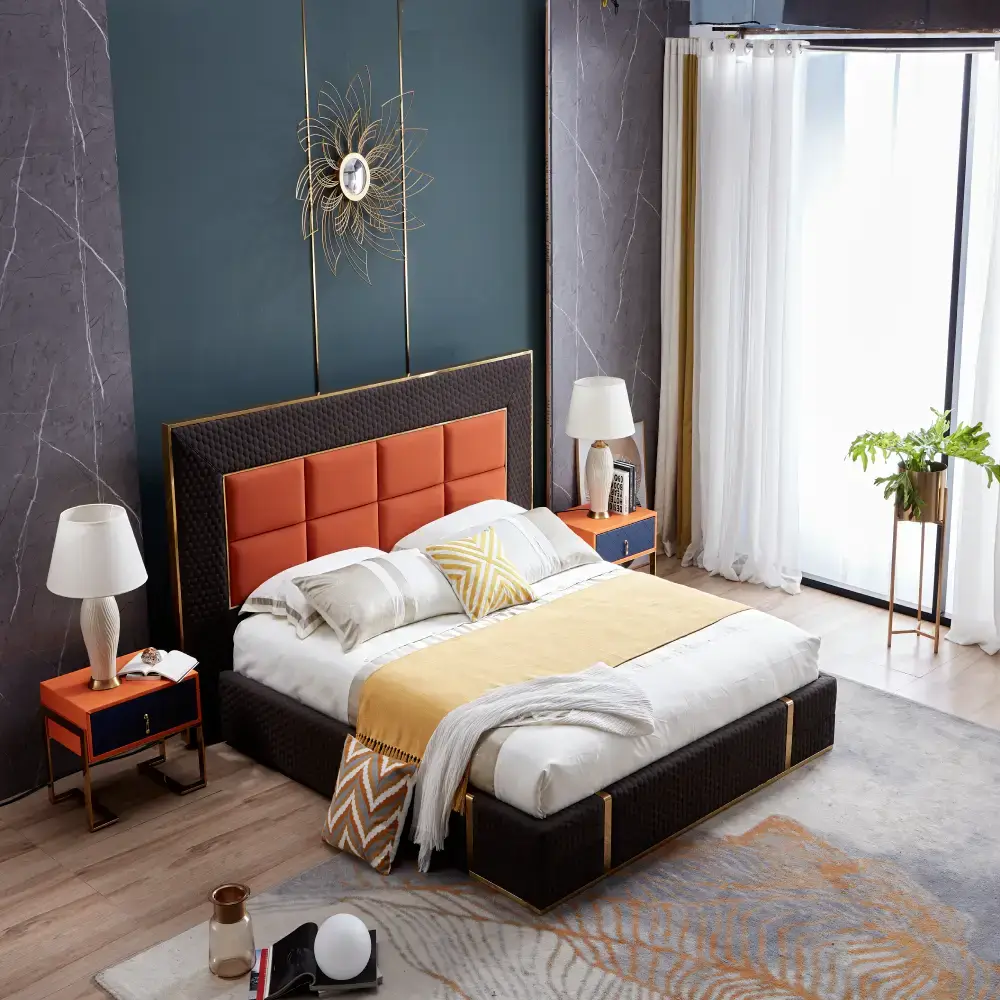 Leather Bed without Side Table