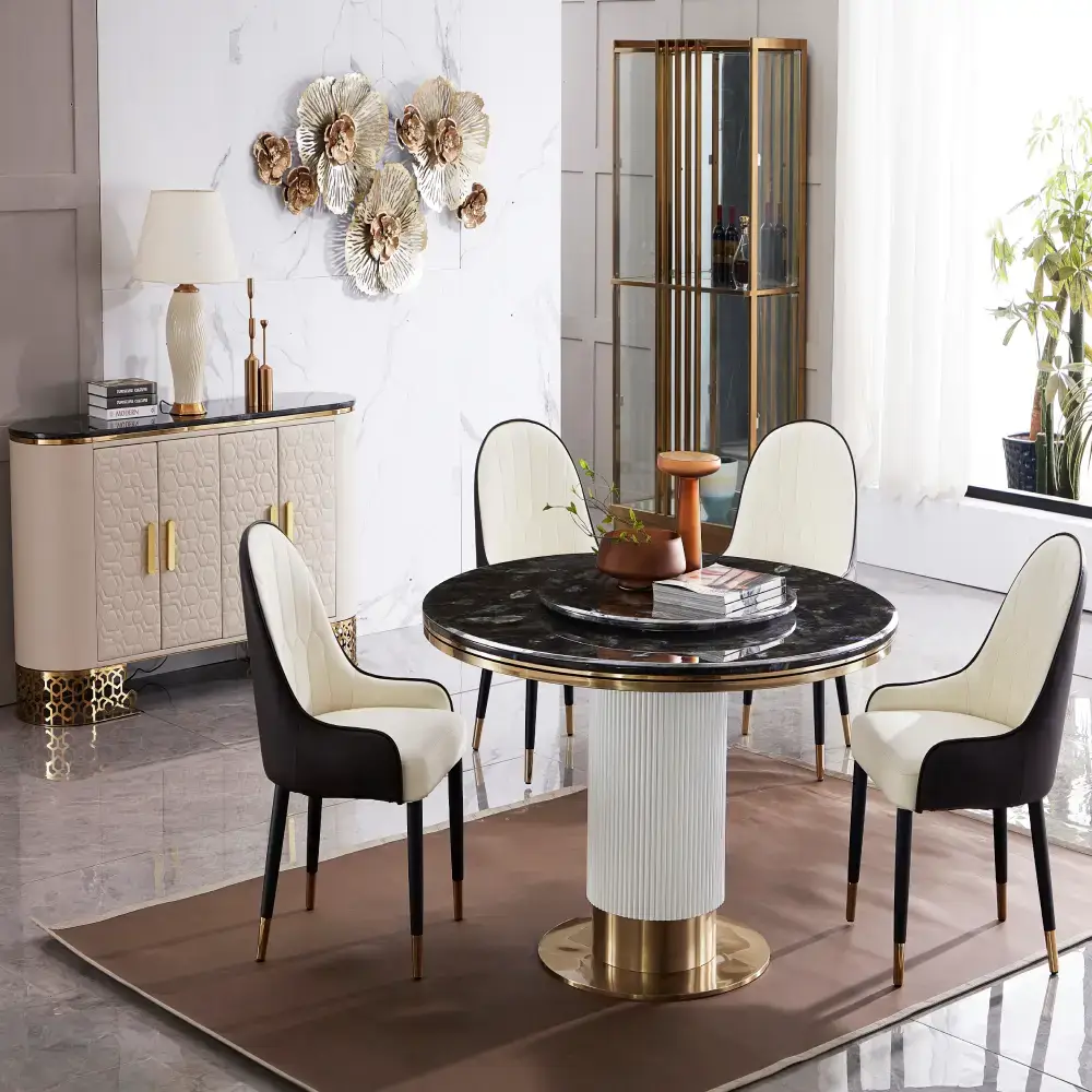 Round Tempered Golden Dining Table