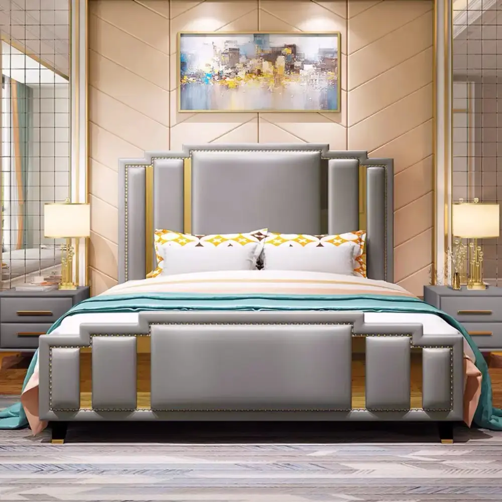 Italian Double Bed without Side Tables
