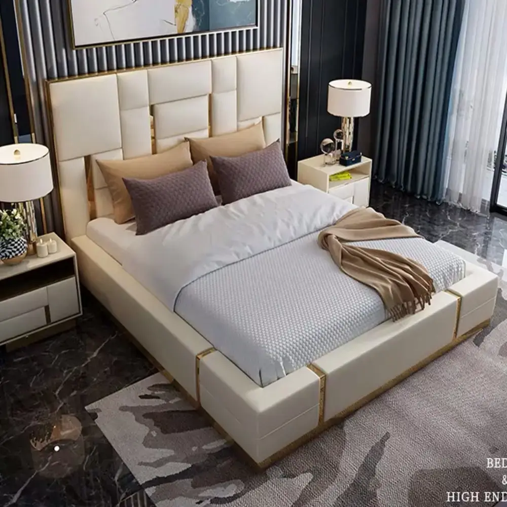 Leather Bed without Side Table