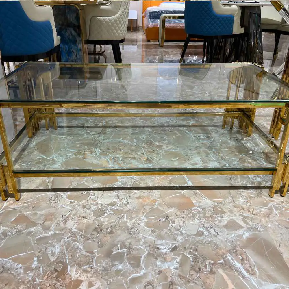 Gold Metal Glass Center Table