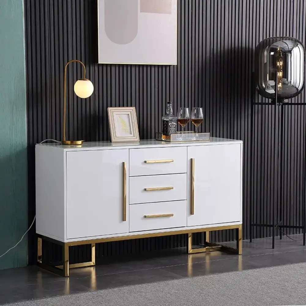 Modern White Sideboard With 5 Drawer