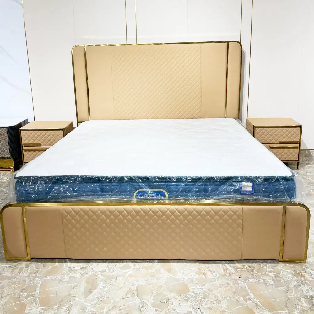 Italian Double Bed Without Side Tables