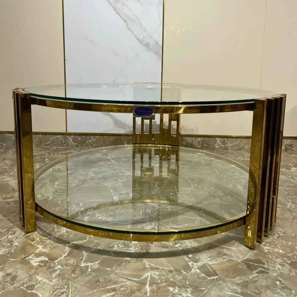 Circular Glass Golden Coffee Table
