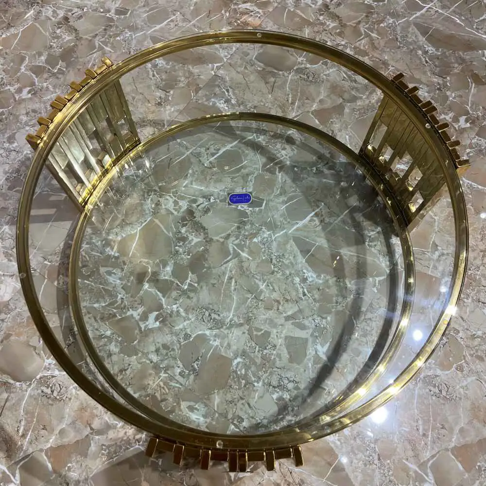 Circular Glass Golden Coffee Table